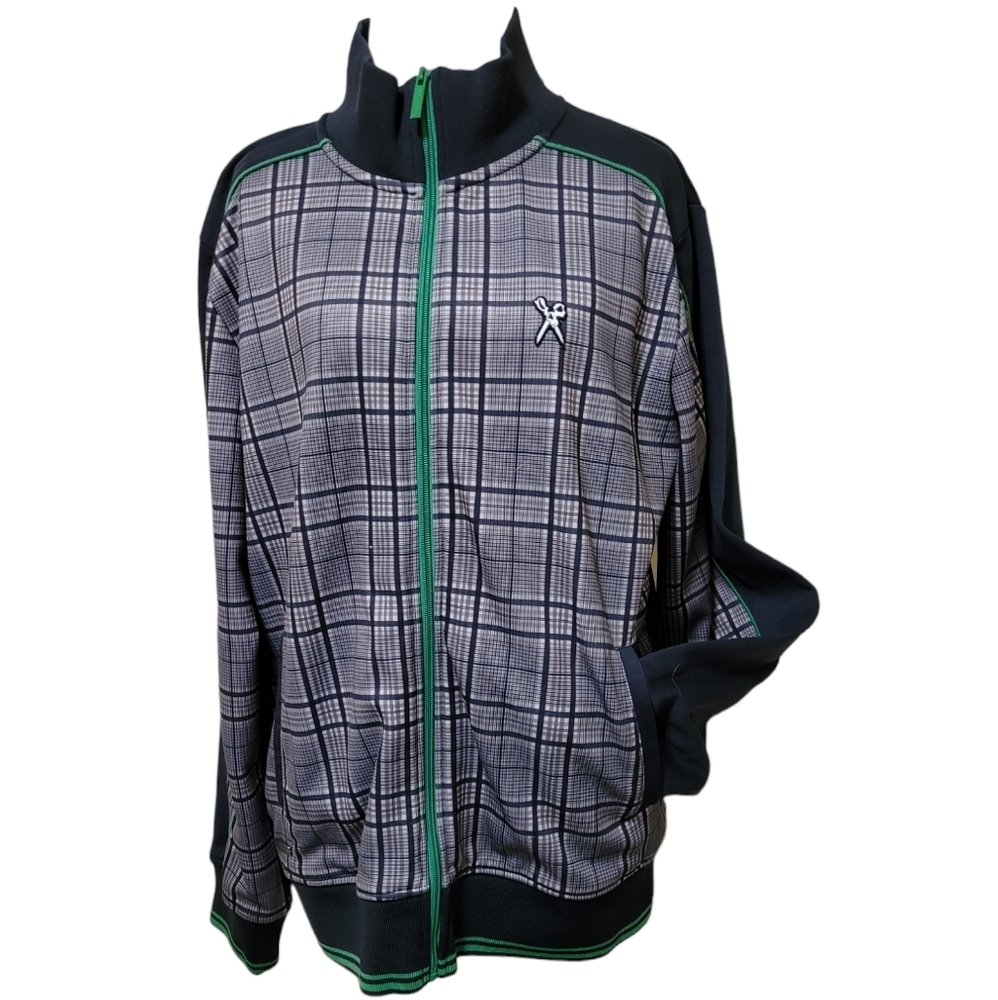 Marc Ecko Plaid‎ Cut and Sew Plaid Zip up jacket, size med